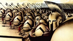 Leonidas and his Spartans in formation (300 Comics) HD