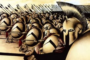 Leonidas and his Spartans in formation (300 Comics) HD