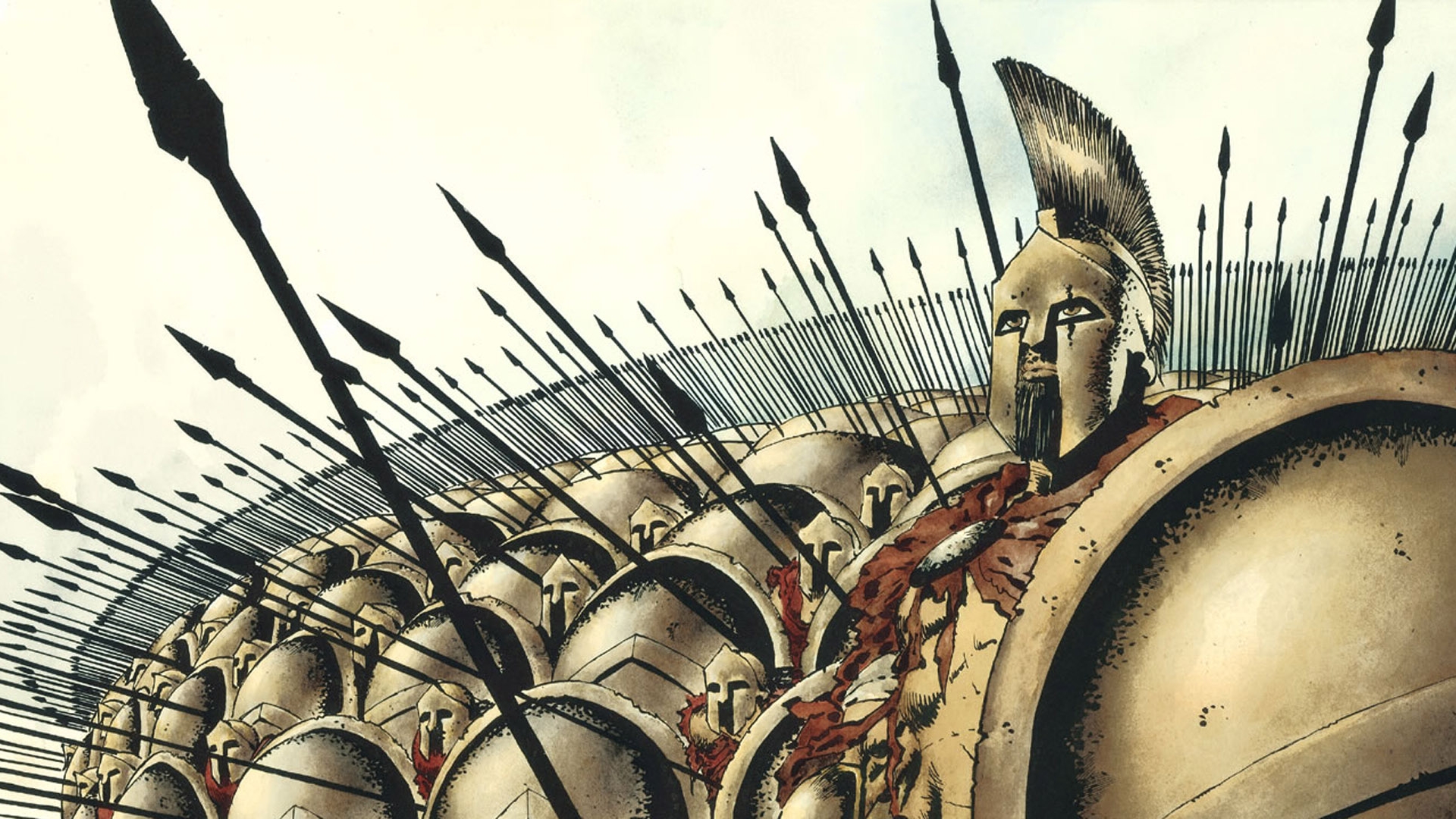 Leonidas and his army (300 Comics) HD Wallpaper
