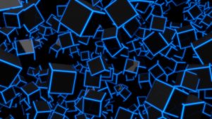 3D Blue Neon Cubes 8K