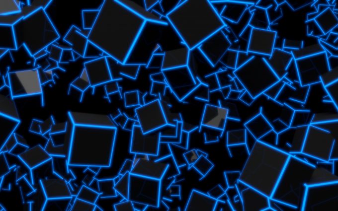 3D Blue Neon Cubes