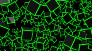 3D Green Neon Cubes 8K
