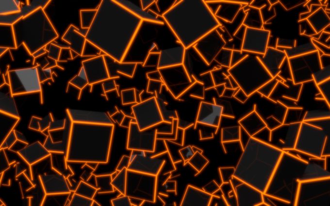 3D Orange Neon Cubes