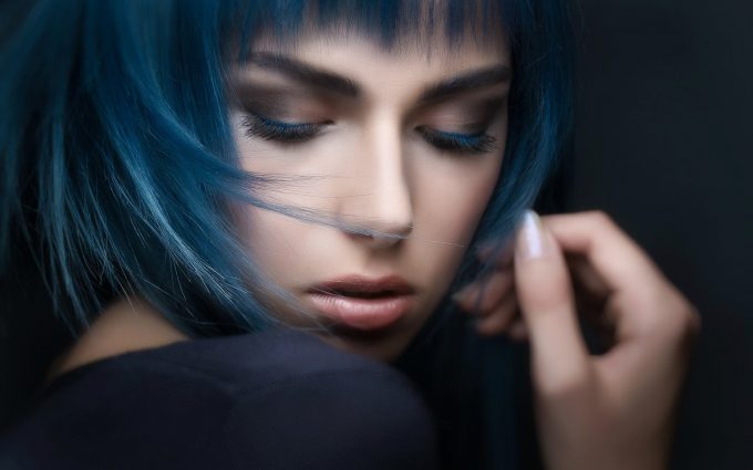 Beautiful Woman With Blue Hair
