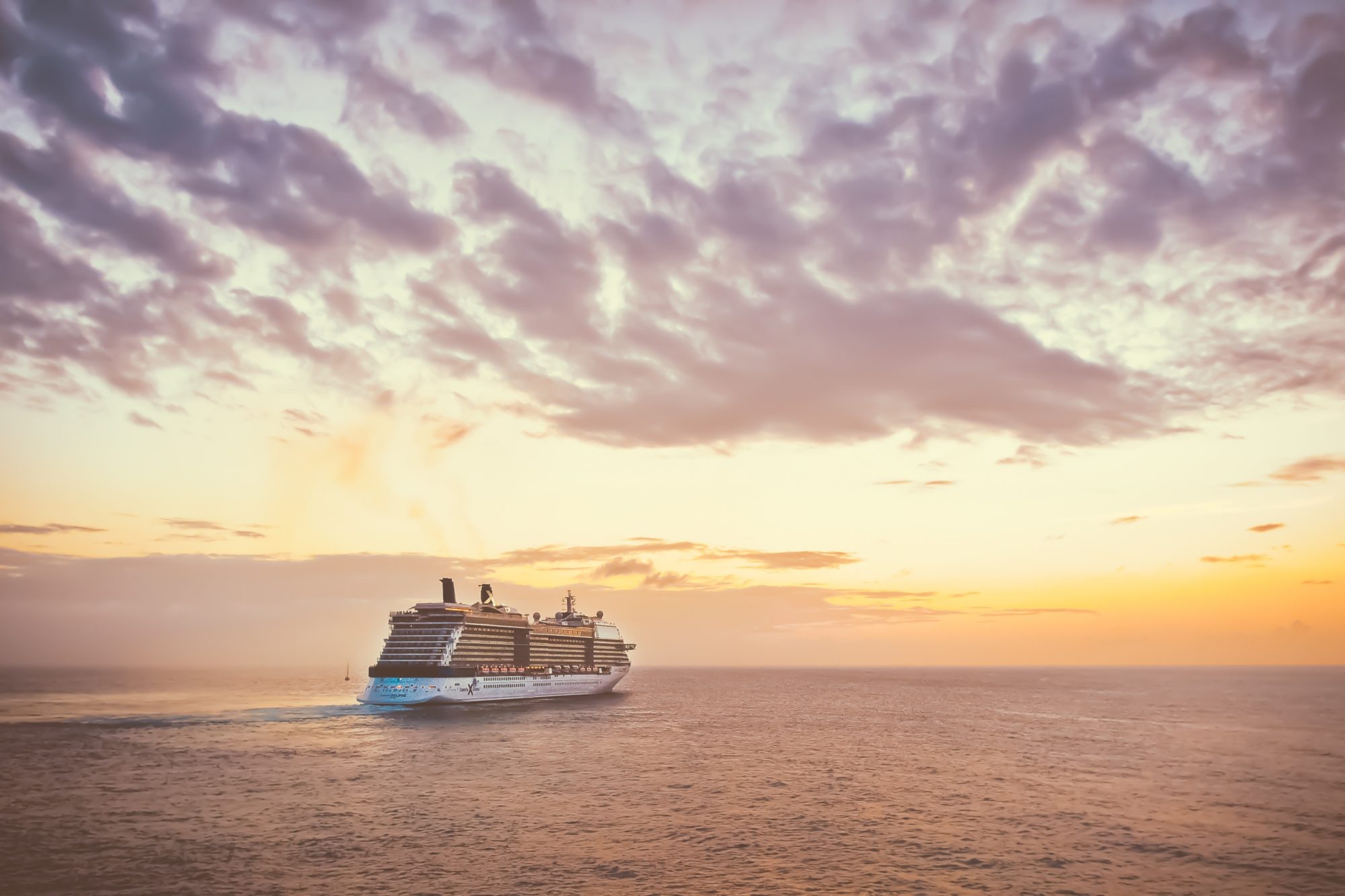 Cruise Ship During A Sunset