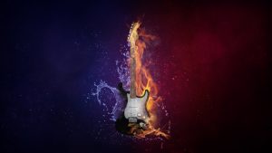 Electric guitar in flame 5K