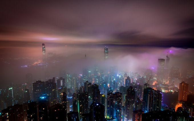 Hong Kong During A Foggy Night