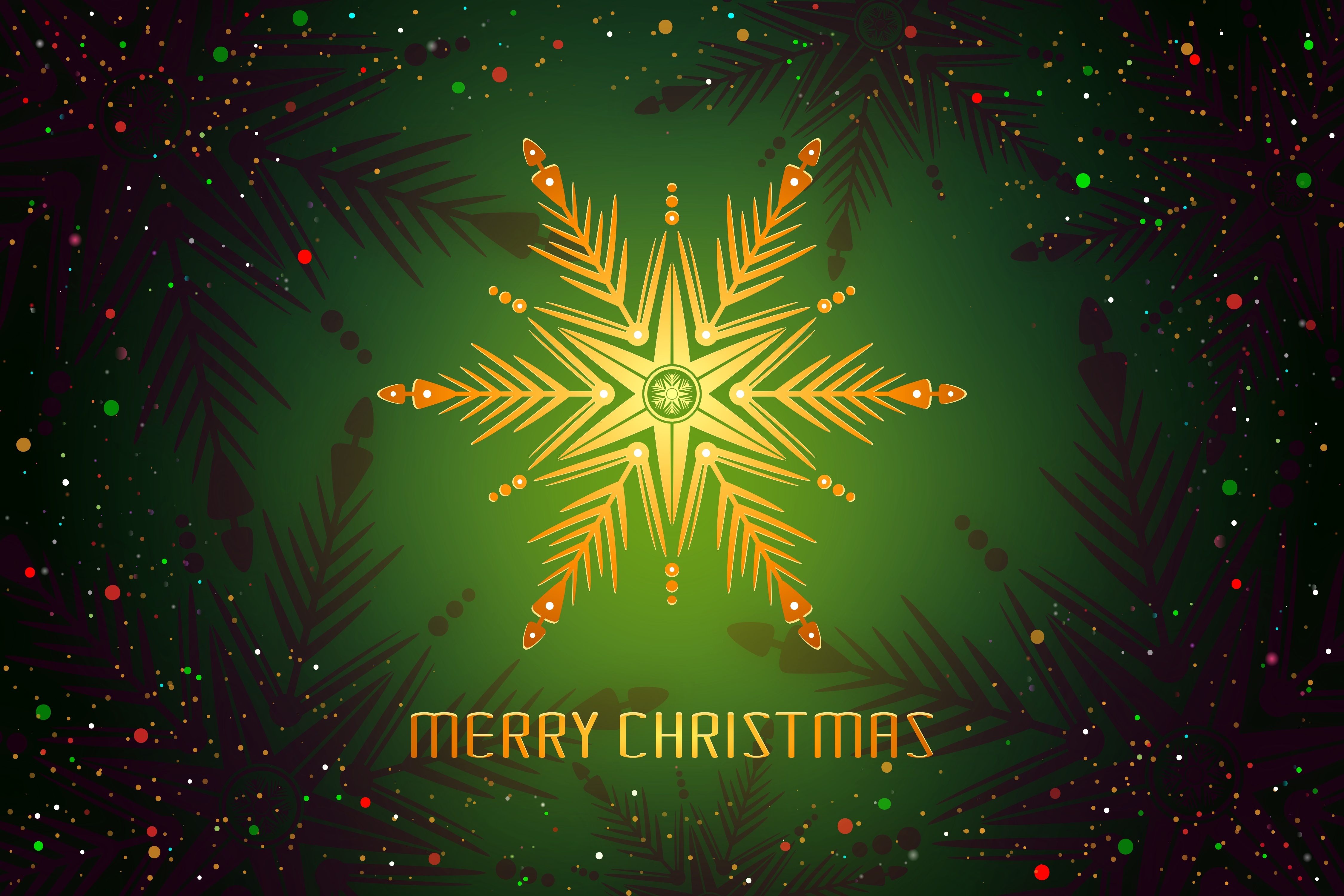 Merry Christmas (Green) 4K UHD Wallpaper