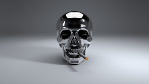 Steel skull who smoke a cigarette HD