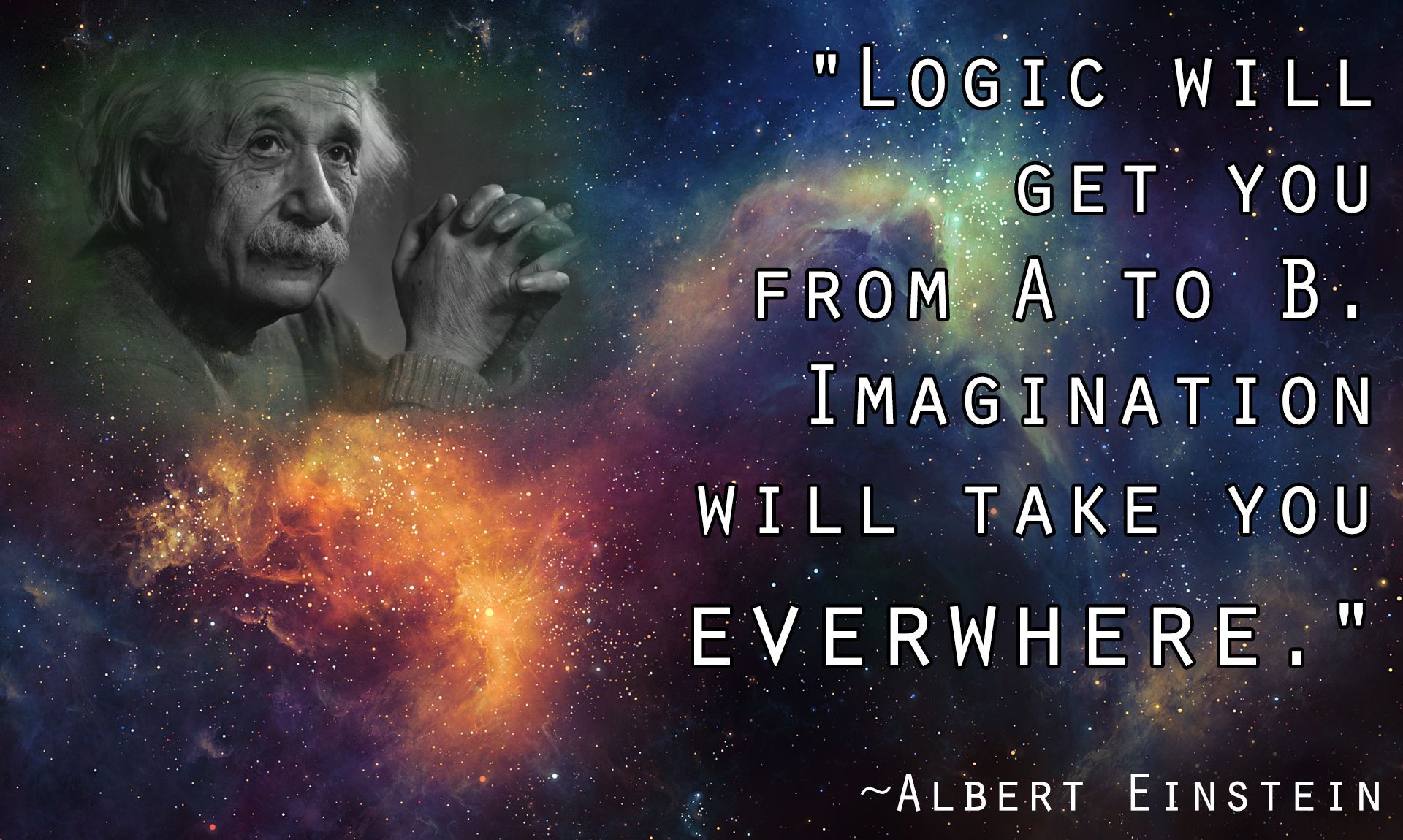 Albert Einstein: Logic & Imagination Quote HD Wallpaper