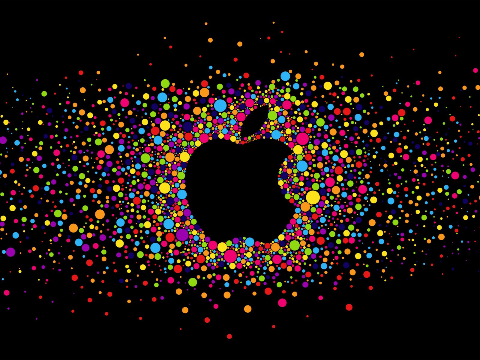 Colorful Apple Logo On Black Background HD Wallpaper