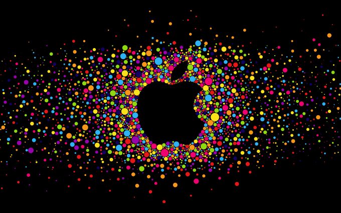 Colorful Apple Logo On Black Background