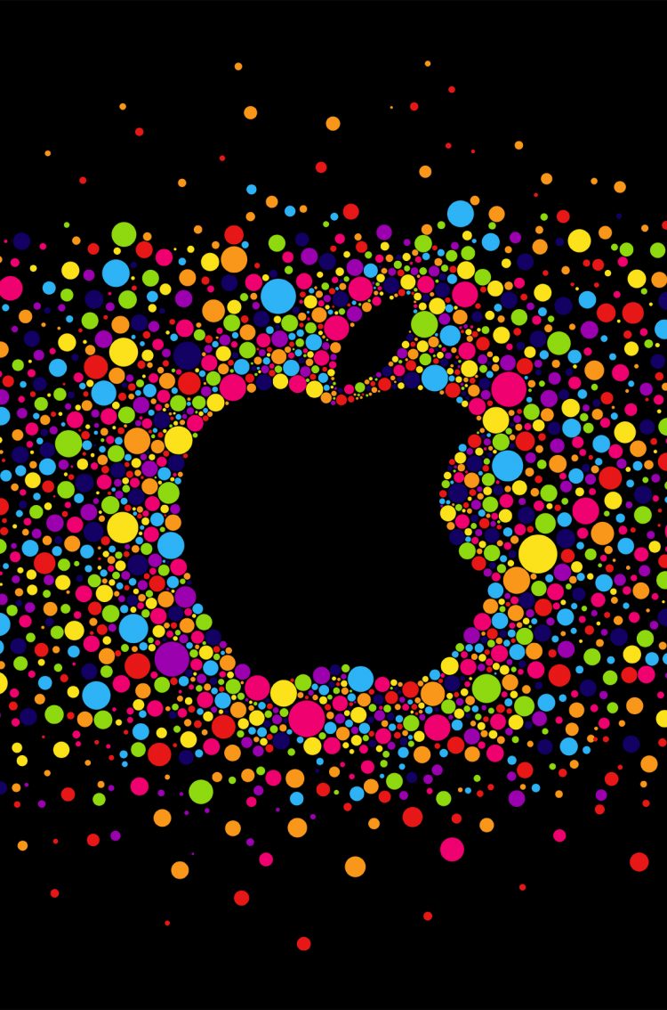 Colorful Apple Black Background 4K Wallpaper iPhone HD Phone #2370g