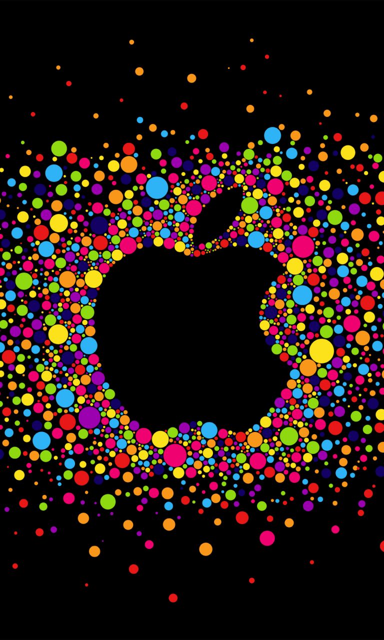 Colorful Apple Logo On Black Background HD Wallpaper