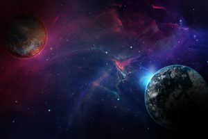 Exoplanets with nebulae in background 4K