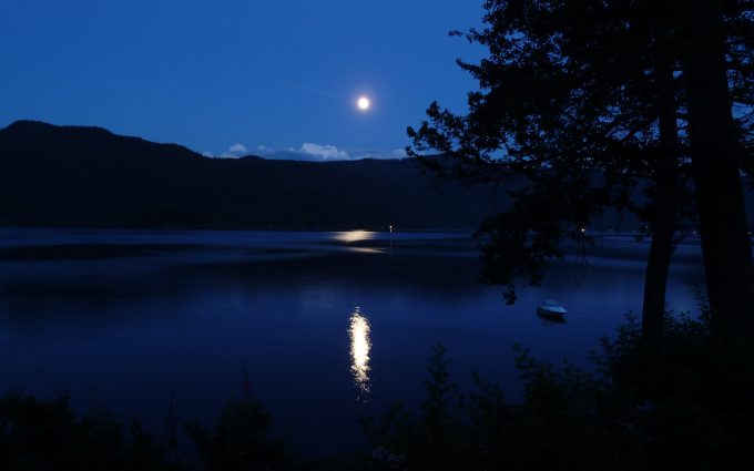 Full Moon Over A Lake