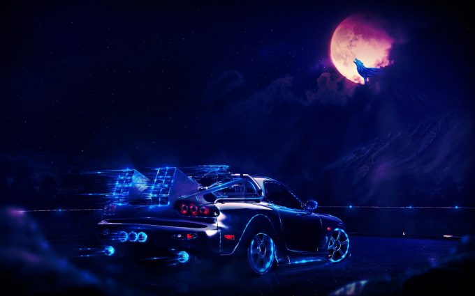 Back to the Future DeLorean At Night