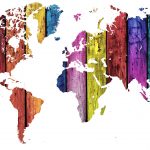Colorful Wood Texture On The World Map