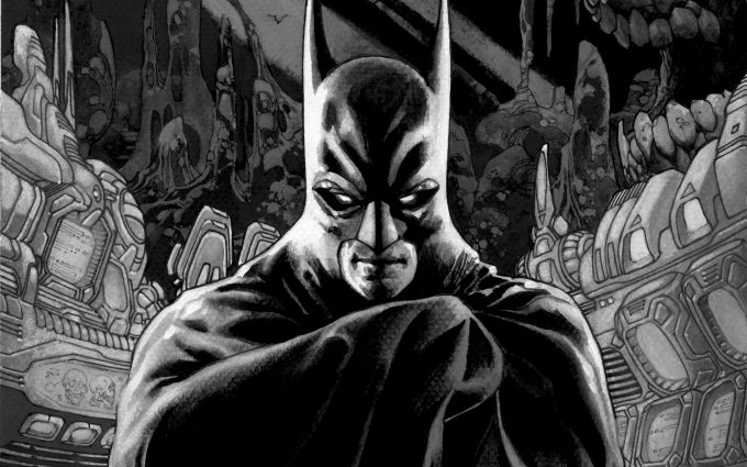 Batman Drawing Black and White 5K