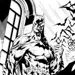 Batman Drawing Black and White 6K