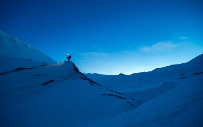 Hiking In The Snow At Nightfall 5K