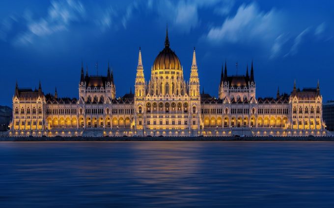 Hungarian Parliament Building At Nightfall HD